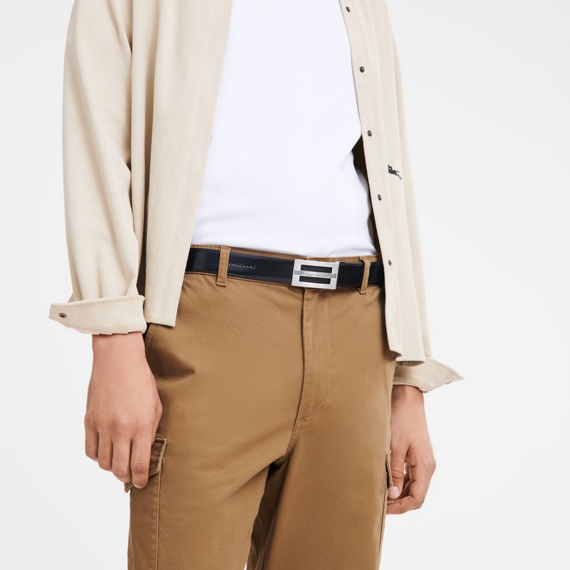 Black / Beige Longchamp Delta Box Men Belt | US-346GZQHKA