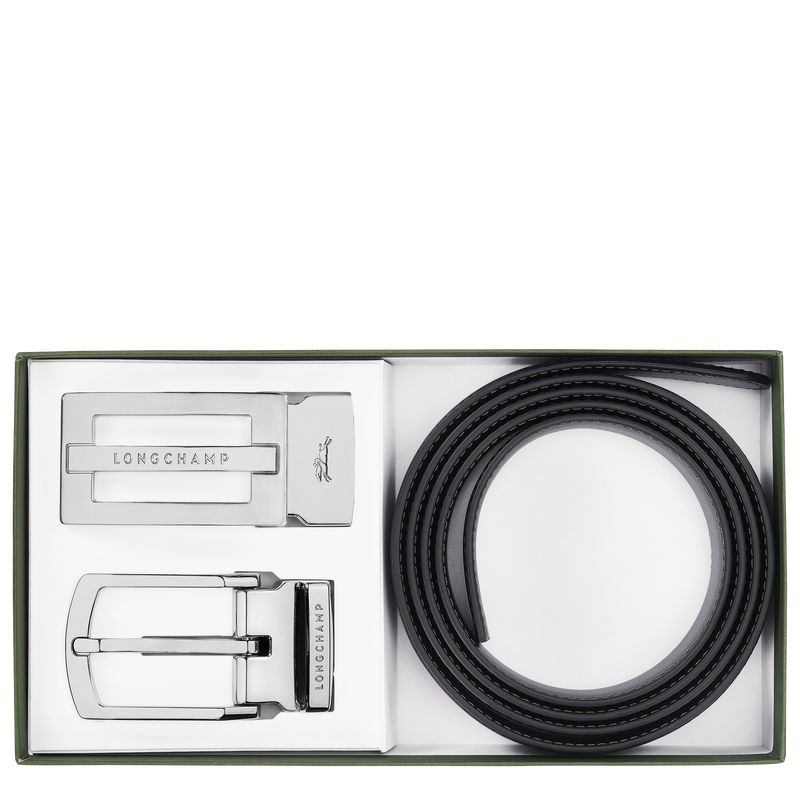 Black / Beige Longchamp Delta Box Men Belt | US-346GZQHKA