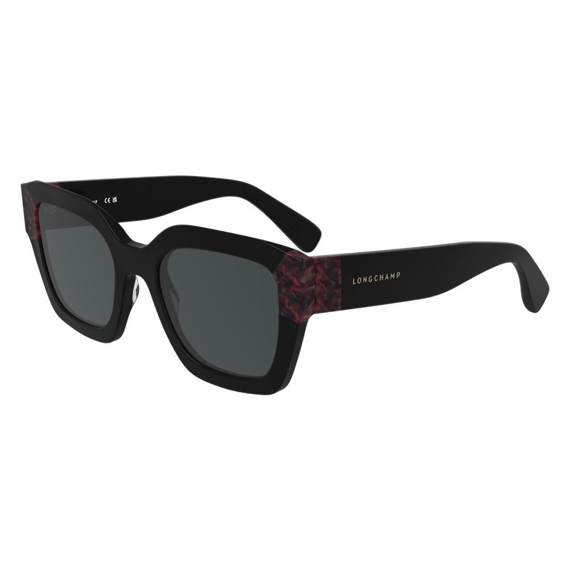 Black / Red Longchamp Acetate Women Sunglasses | US-965JRZUGW