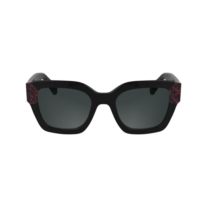 Black / Red Longchamp Acetate Women Sunglasses | US-965JRZUGW
