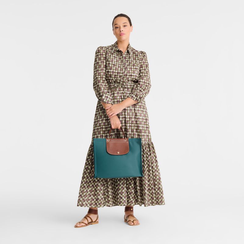 Blue Green Longchamp Cabas L Women Tote Bag | US-190OGLVQZ