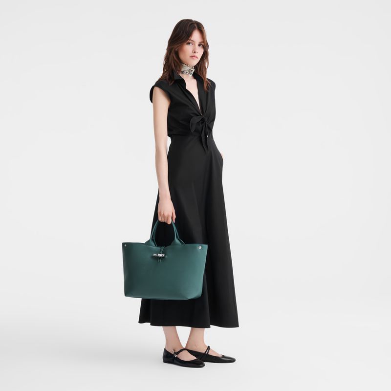 Blue Green Longchamp Le Roseau L Women Handbag | US-817IUNXDQ