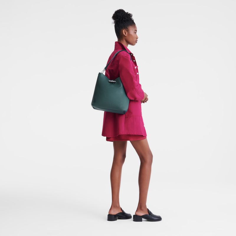 Blue Green Longchamp Le Roseau M Women Shoulder Bag | US-492ARBYEG