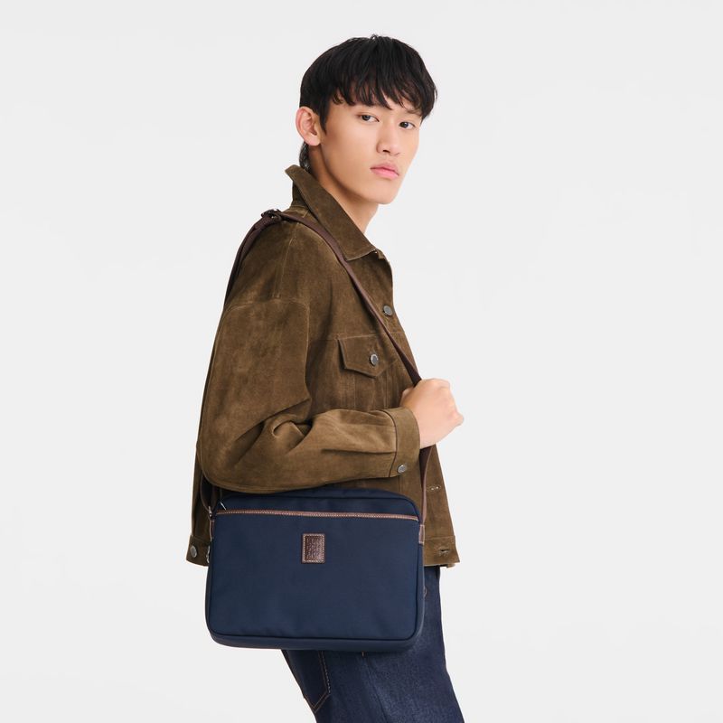 Blue Longchamp Boxford M Camera Men Crossbody Bag | US-679HUNCSJ