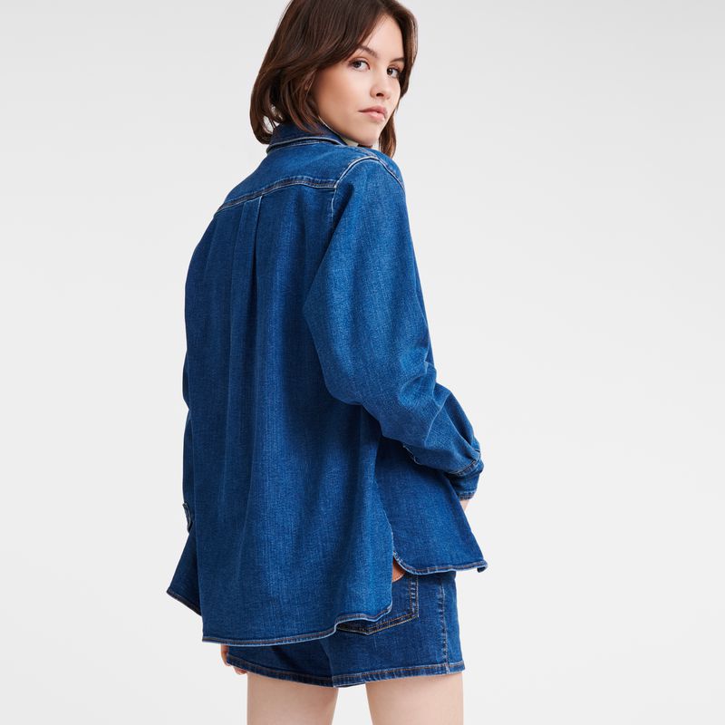 Blue Longchamp Denim Women Shirts | US-127RXMFLZ