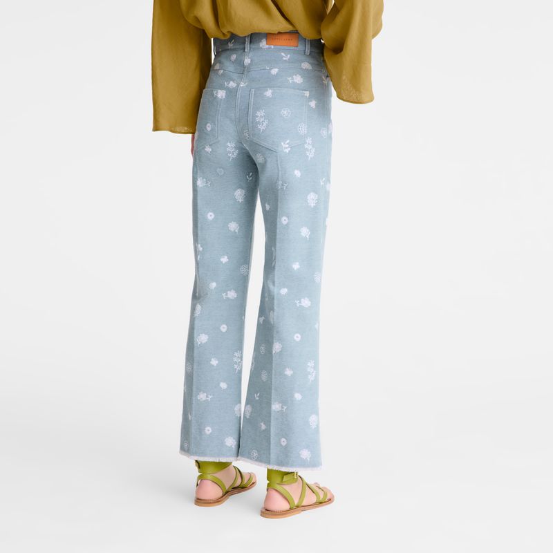 Blue Longchamp Embroidered Denim Women Jeans | US-263AXNPWE
