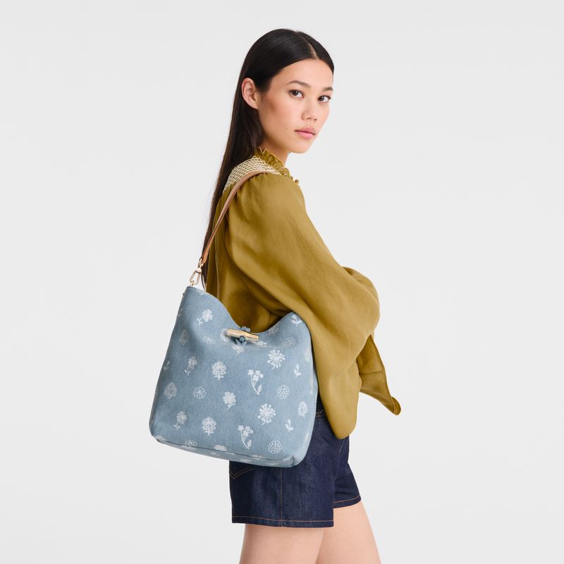 Blue Longchamp Le Roseau M Women Hobo Bag | US-531KNTWZP