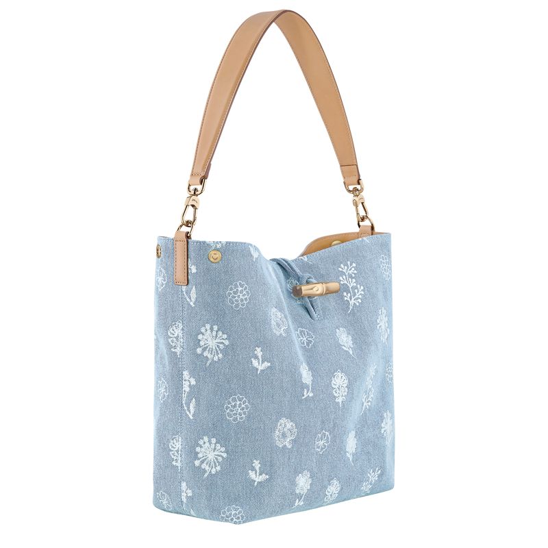 Blue Longchamp Le Roseau M Women Hobo Bag | US-531KNTWZP