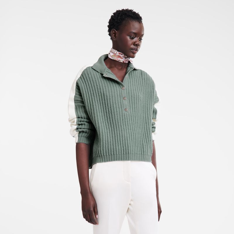 Blue Longchamp Polo Collar Women Jumper | US-813LIRHFG