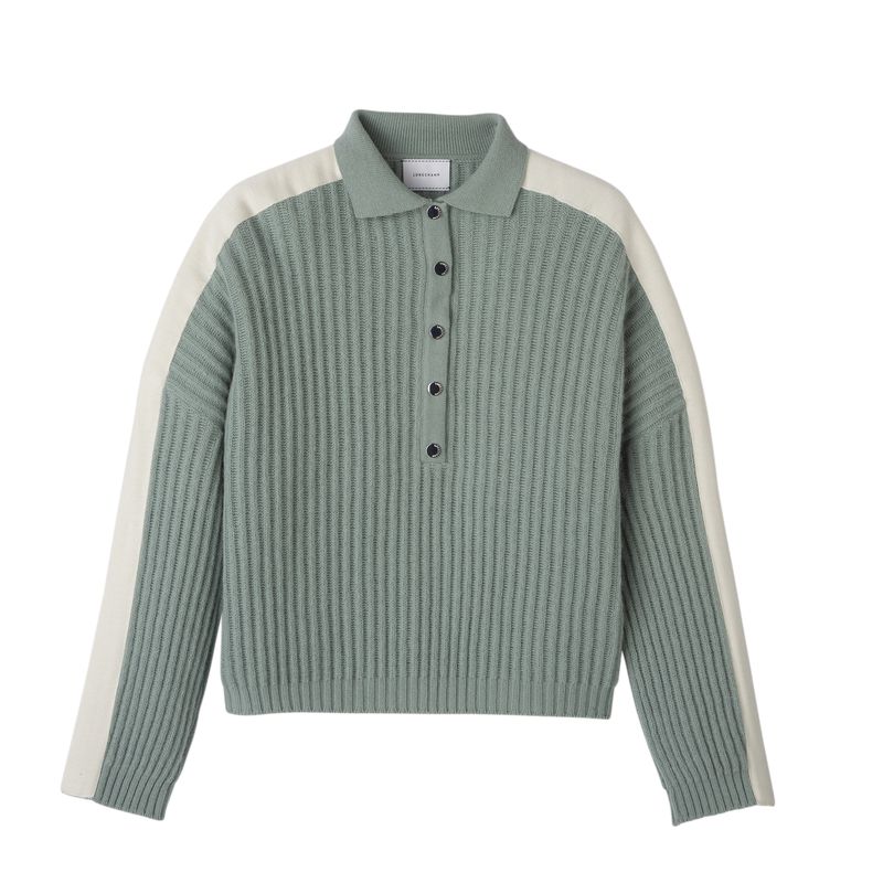 Blue Longchamp Polo Collar Women Jumper | US-813LIRHFG