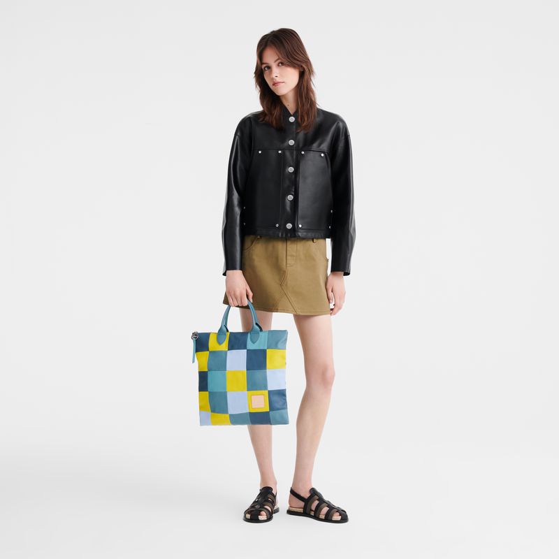Blue / Yellow Longchamp Re-play L Men Handbag | US-067FQEIJK
