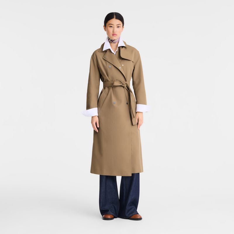 Brown Longchamp Gabardine Women Trench Coat | US-316THMRWU