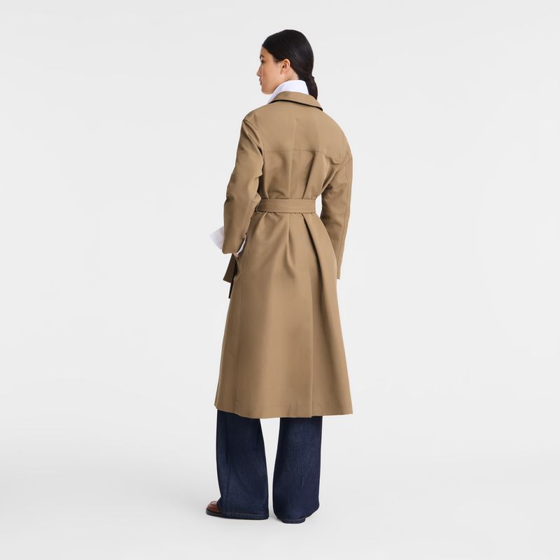 Brown Longchamp Gabardine Women Trench Coat | US-316THMRWU