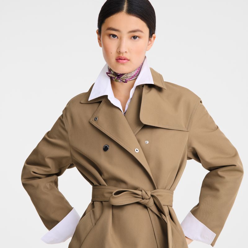 Brown Longchamp Gabardine Women Trench Coat | US-316THMRWU