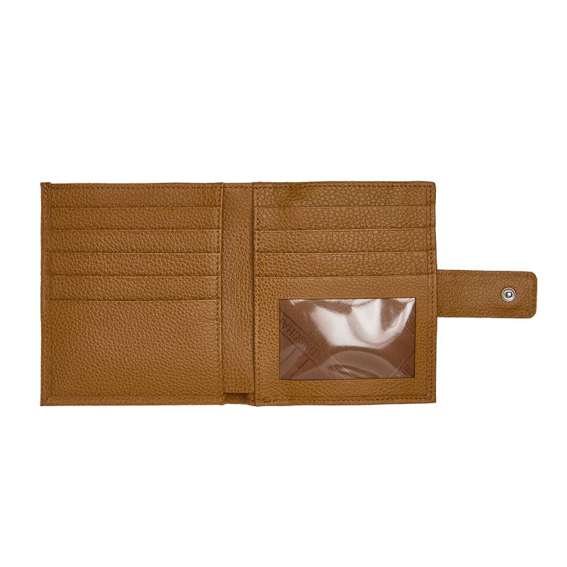 Brown Longchamp Le Foulonné Compact Women Wallet | US-635DKHGRX