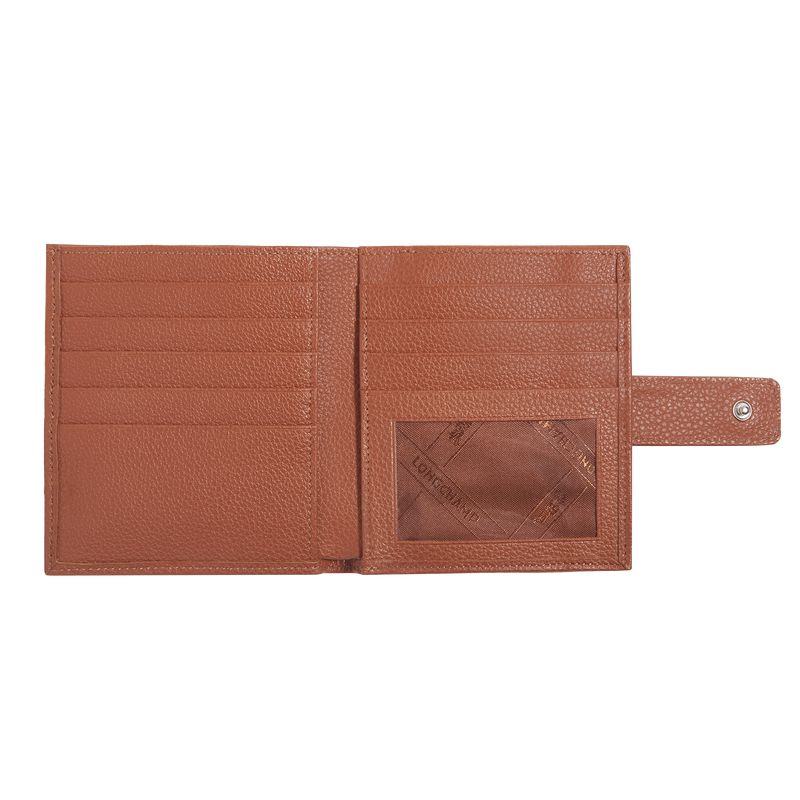 Brown Longchamp Le Foulonné Compact Women Wallet | US-215XOFHWB