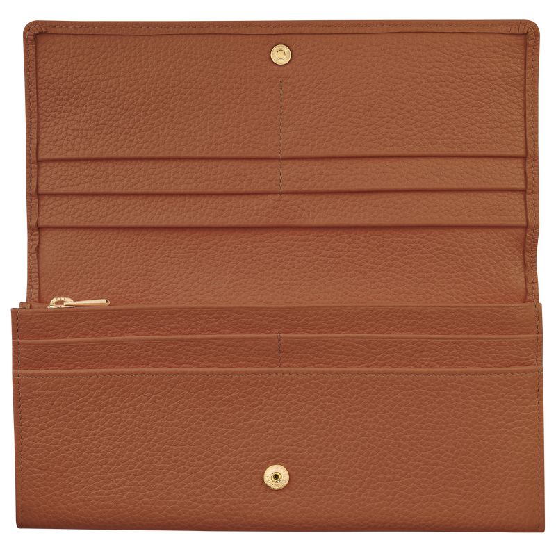 Brown Longchamp Le Foulonné Continental Women Wallet | US-842OYPJAN