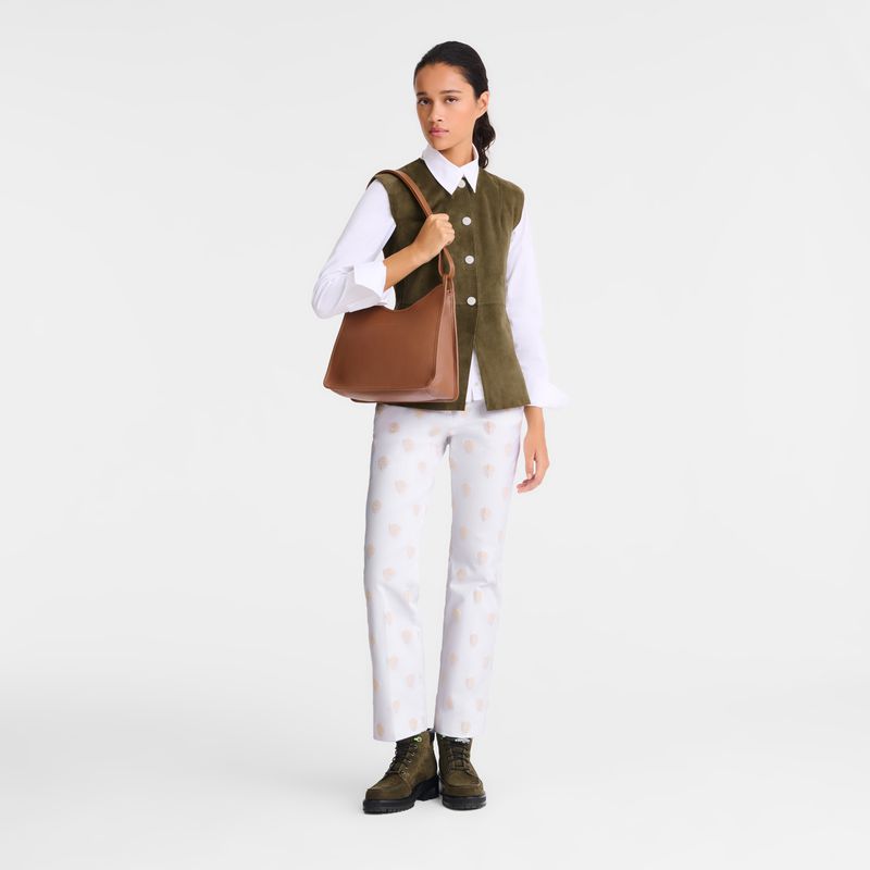 Brown Longchamp Le Foulonné M Women Hobo Bag | US-763BMCNHX