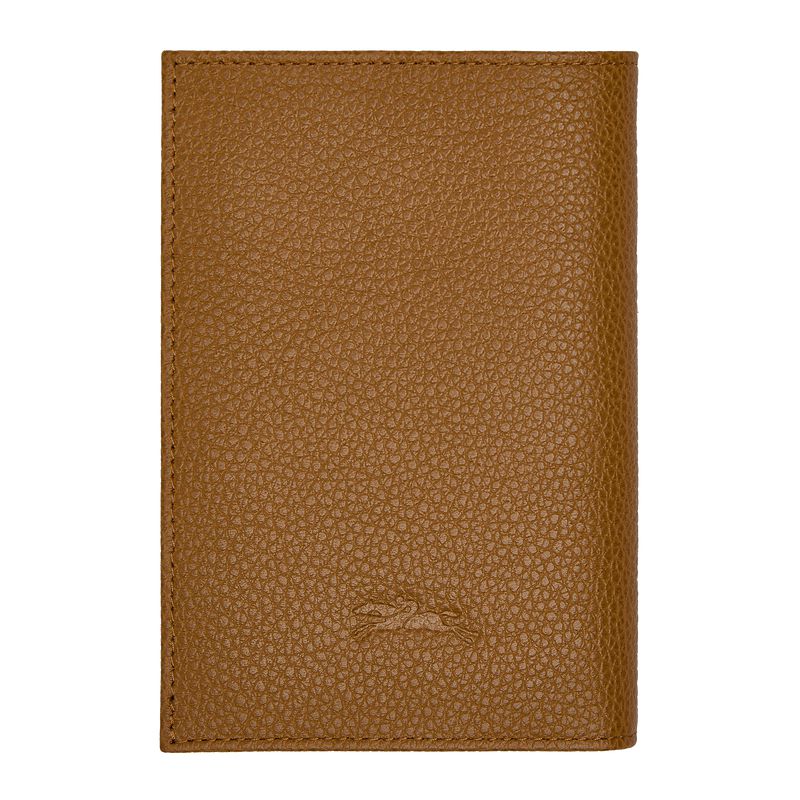Brown Longchamp Le Foulonné Men Passport Holder | US-198JEROQW