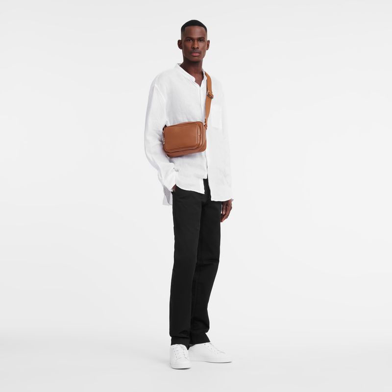 Brown Longchamp Le Foulonné S Camera Men Crossbody Bag | US-795ZBRTOA