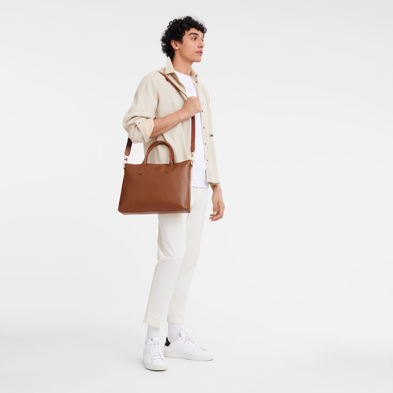 Brown Longchamp Le Foulonné S Men Briefcase | US-036RUDKTP