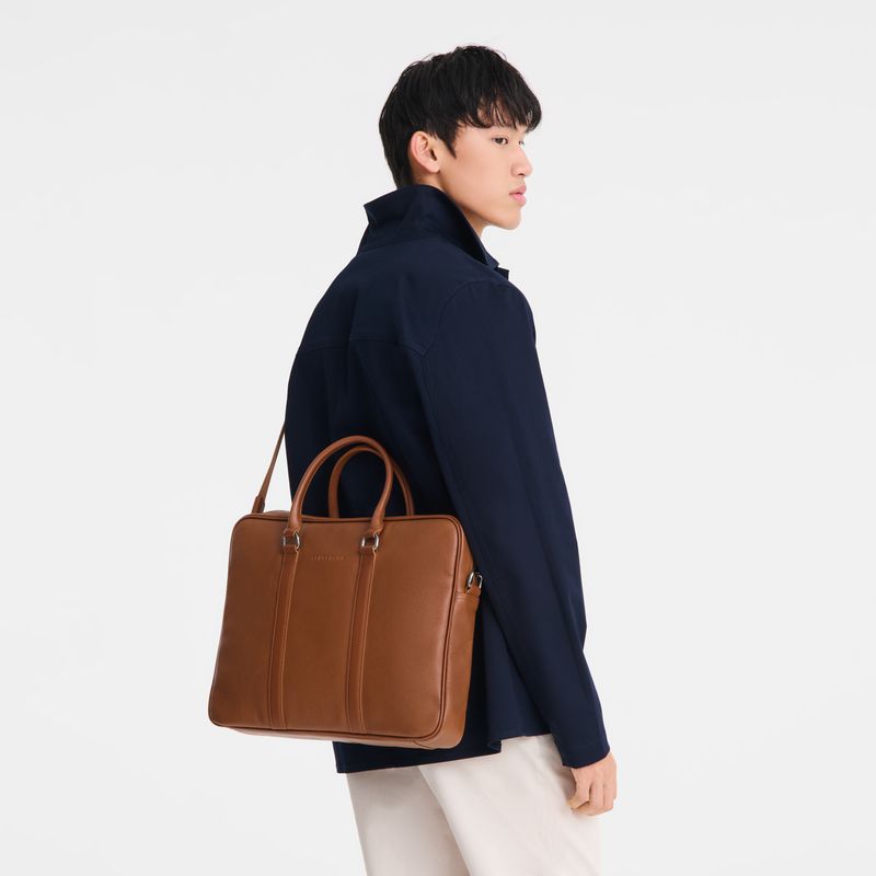 Brown Longchamp Le Foulonné S Men Briefcase | US-256HWXFOJ