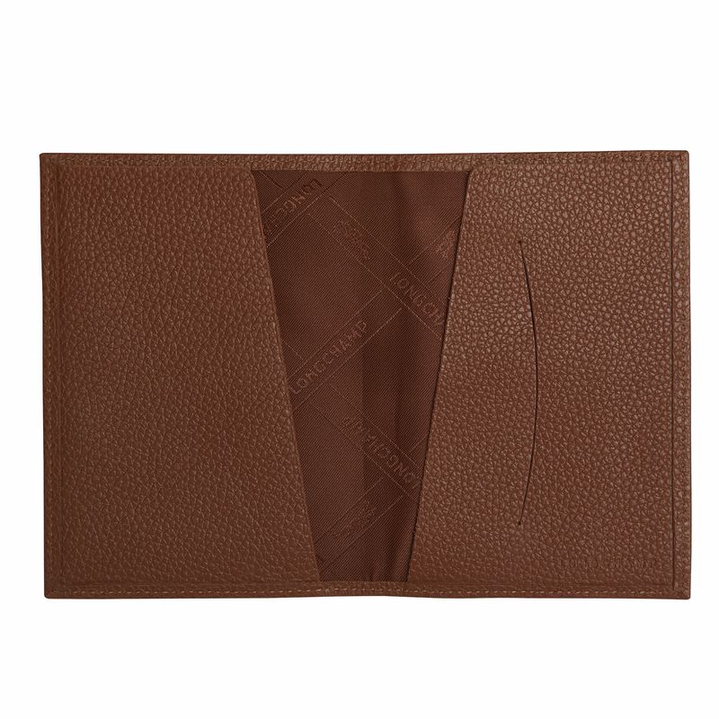 Brown Longchamp Le Foulonné Women Passport Holder | US-065EUVOWQ