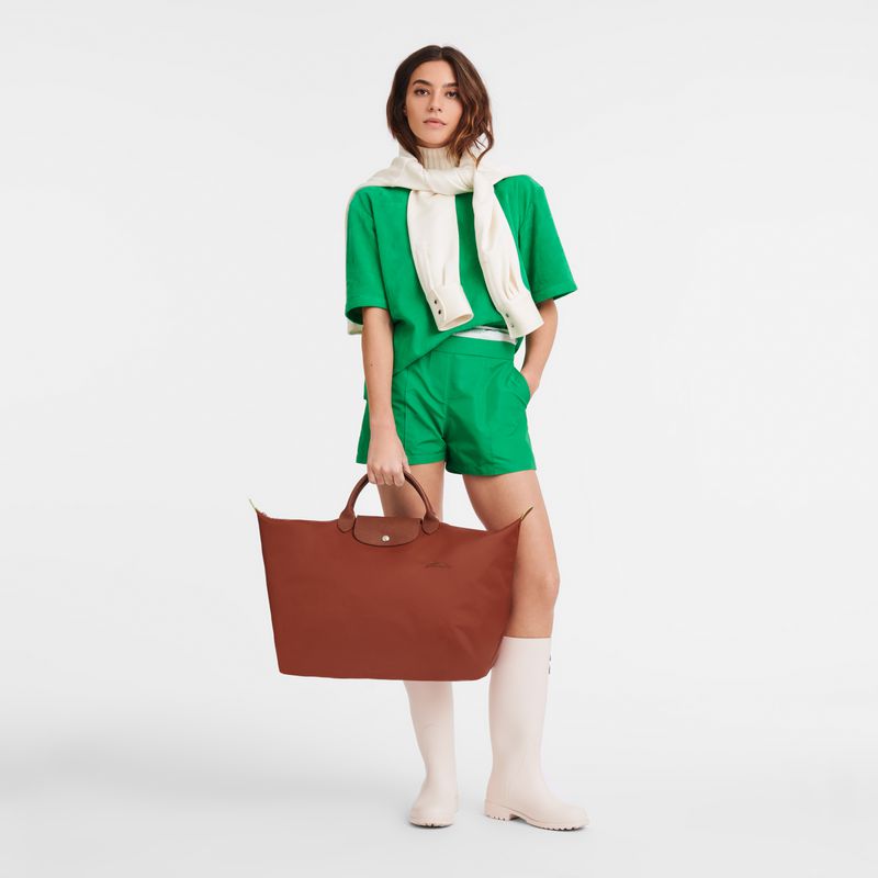Brown Longchamp Le Pliage Green L Women Travel Bag | US-690ZUOGIN