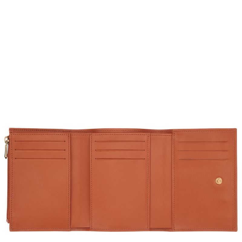 Brown Longchamp Le Roseau Compact Women Wallet | US-584ZPEAOU