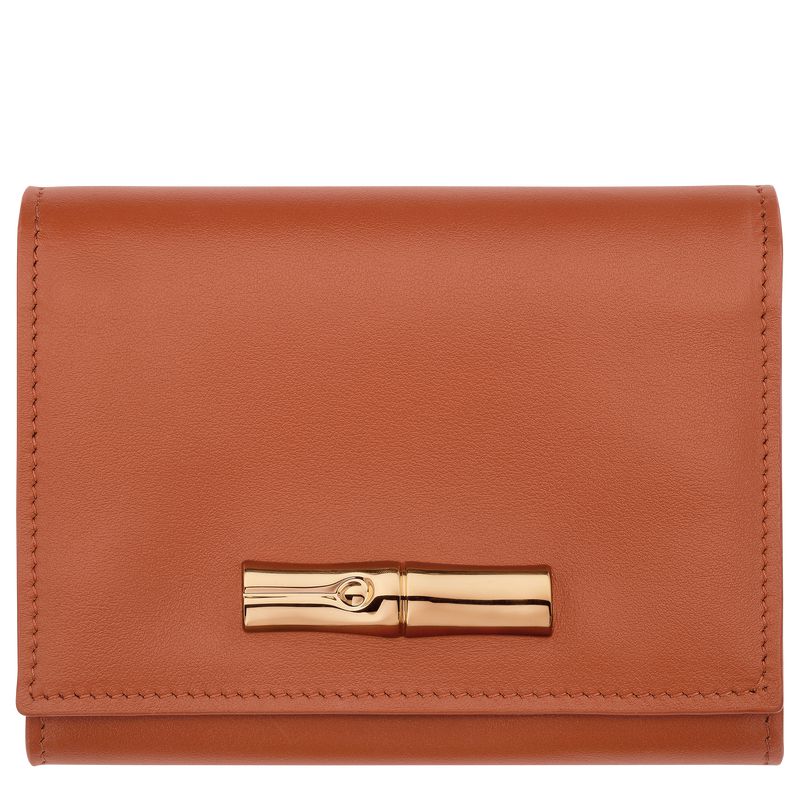 Brown Longchamp Le Roseau Compact Women Wallet | US-584ZPEAOU
