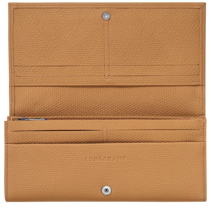 Brown Longchamp Le Roseau Flap Women Wallet | US-584FLBWHA