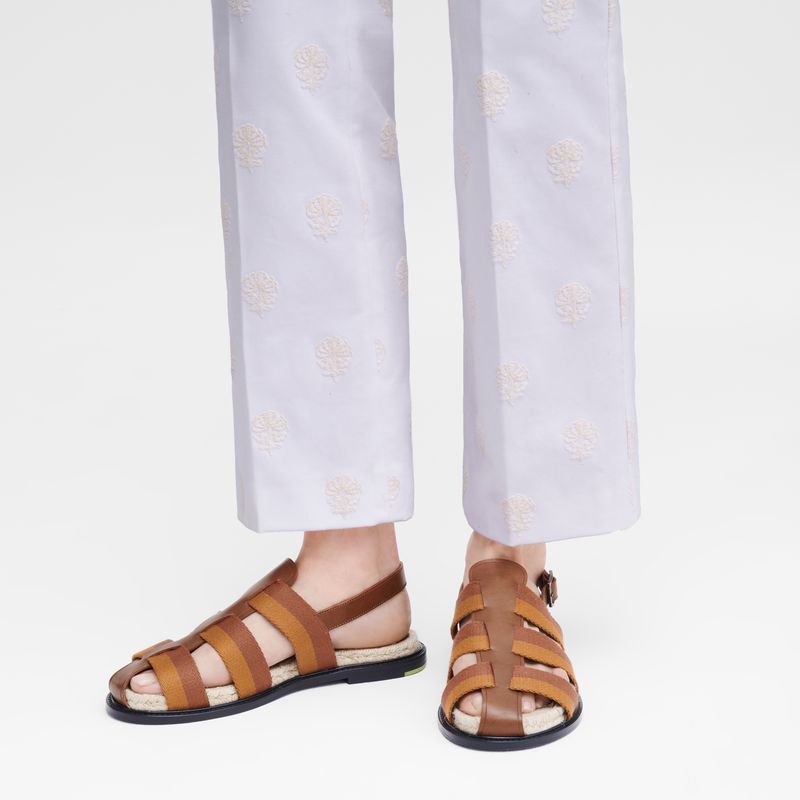 Brown Longchamp Shadow Women Sandals | US-168WCATYV