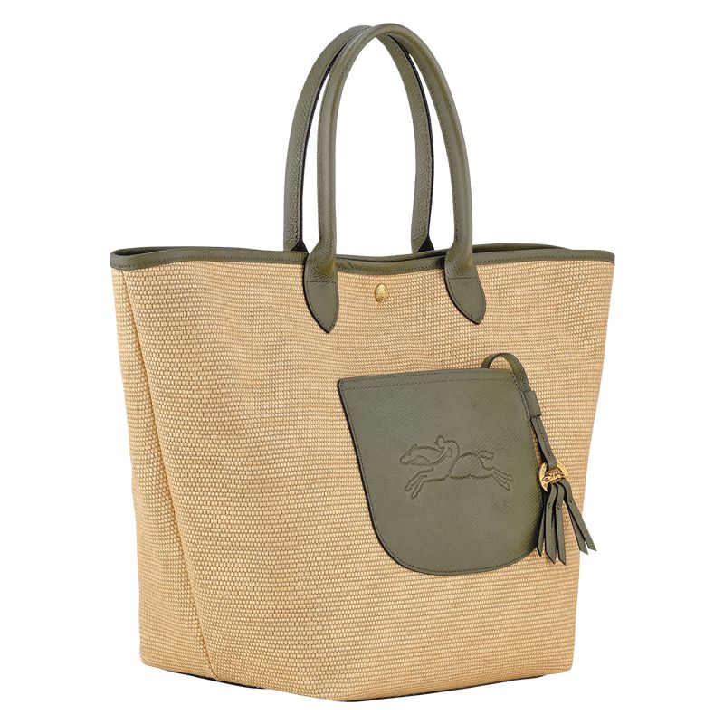 Brown / Olive Longchamp Le Pliage Collection L Basket Women Tote Bag | US-368YFSOBI