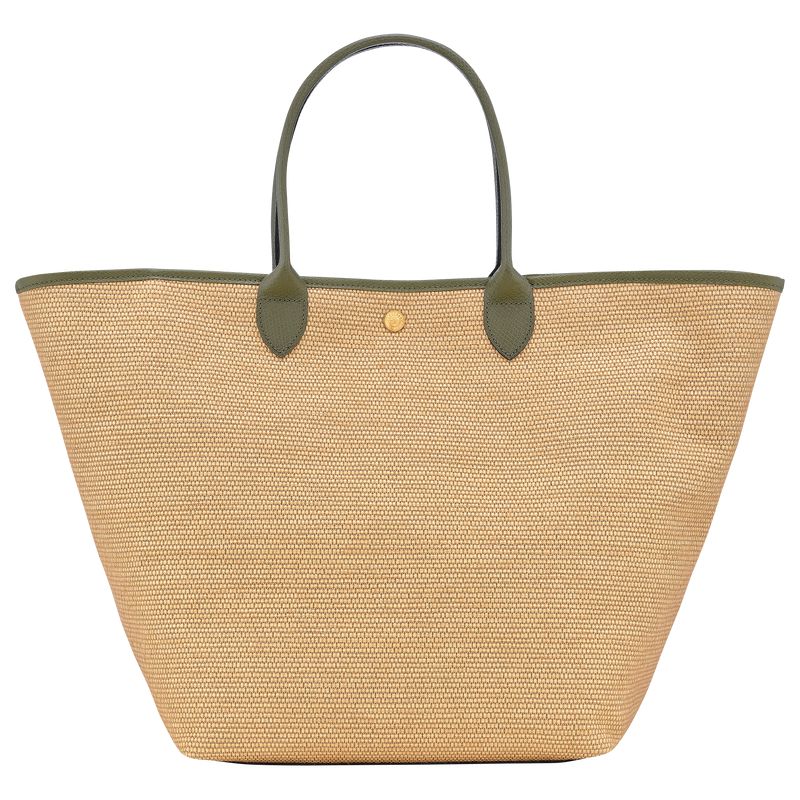 Brown / Olive Longchamp Le Pliage Collection L Basket Women Tote Bag | US-368YFSOBI