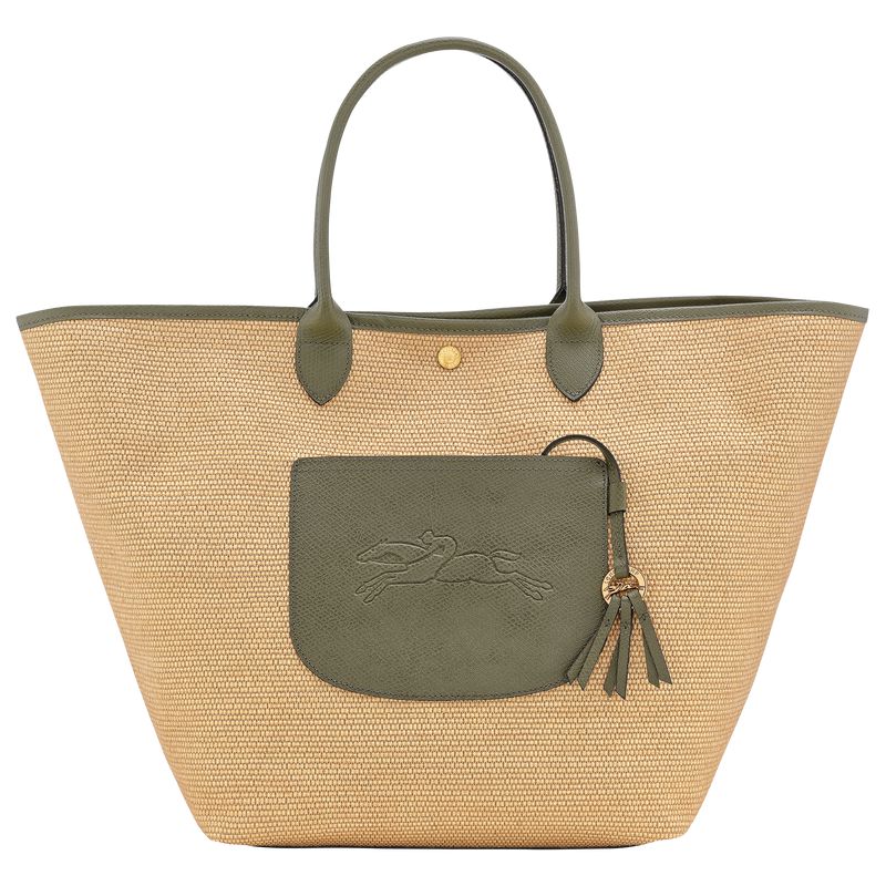 Brown / Olive Longchamp Le Pliage Collection L Basket Women Tote Bag | US-368YFSOBI