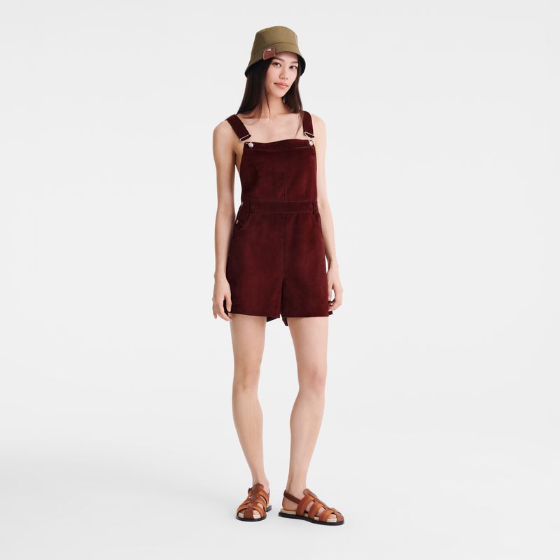 Burgundy Longchamp Leather Women Jumpsuit | US-039OBTAEF