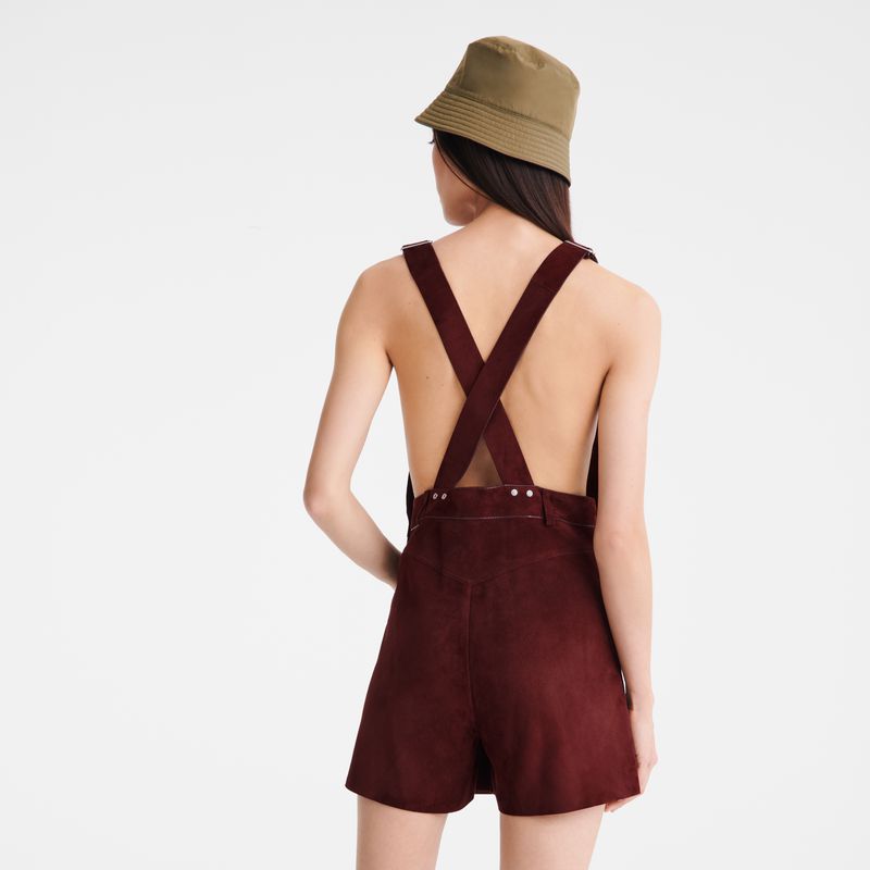 Burgundy Longchamp Leather Women Jumpsuit | US-039OBTAEF