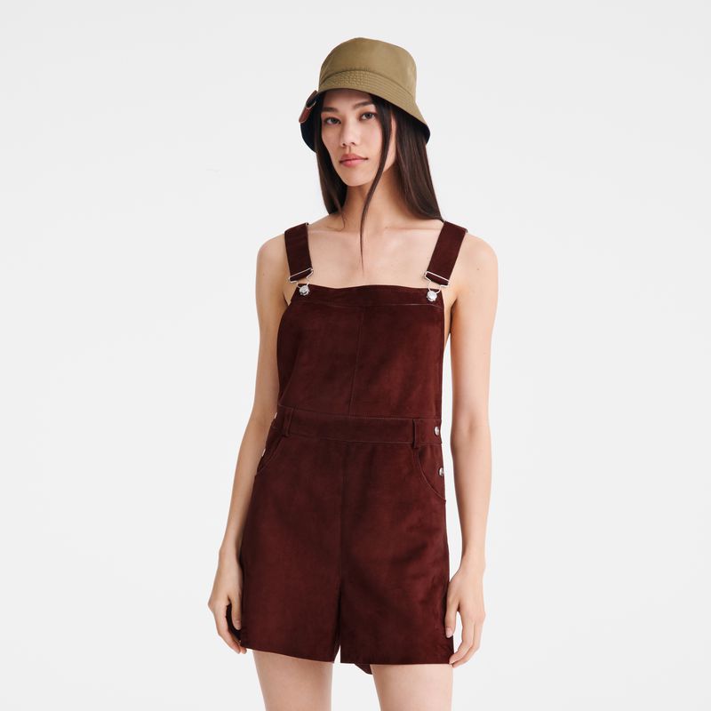 Burgundy Longchamp Leather Women Jumpsuit | US-039OBTAEF