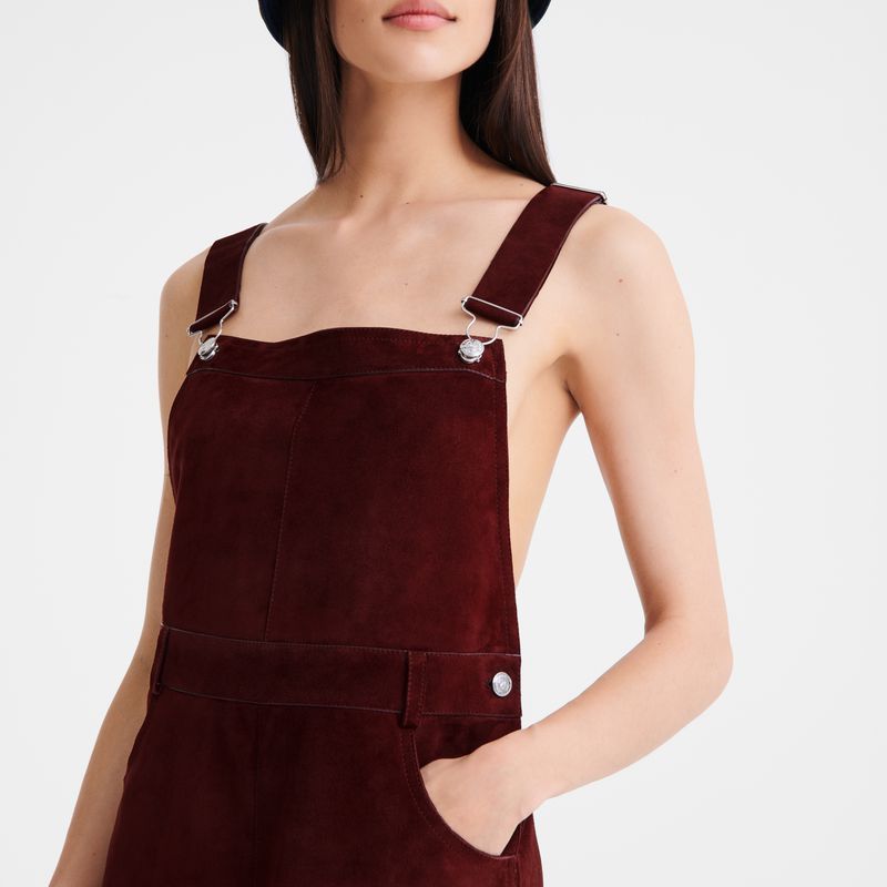 Burgundy Longchamp Leather Women Jumpsuit | US-039OBTAEF