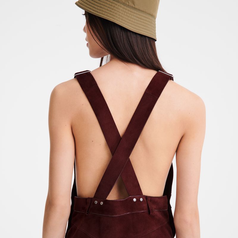 Burgundy Longchamp Leather Women Jumpsuit | US-039OBTAEF