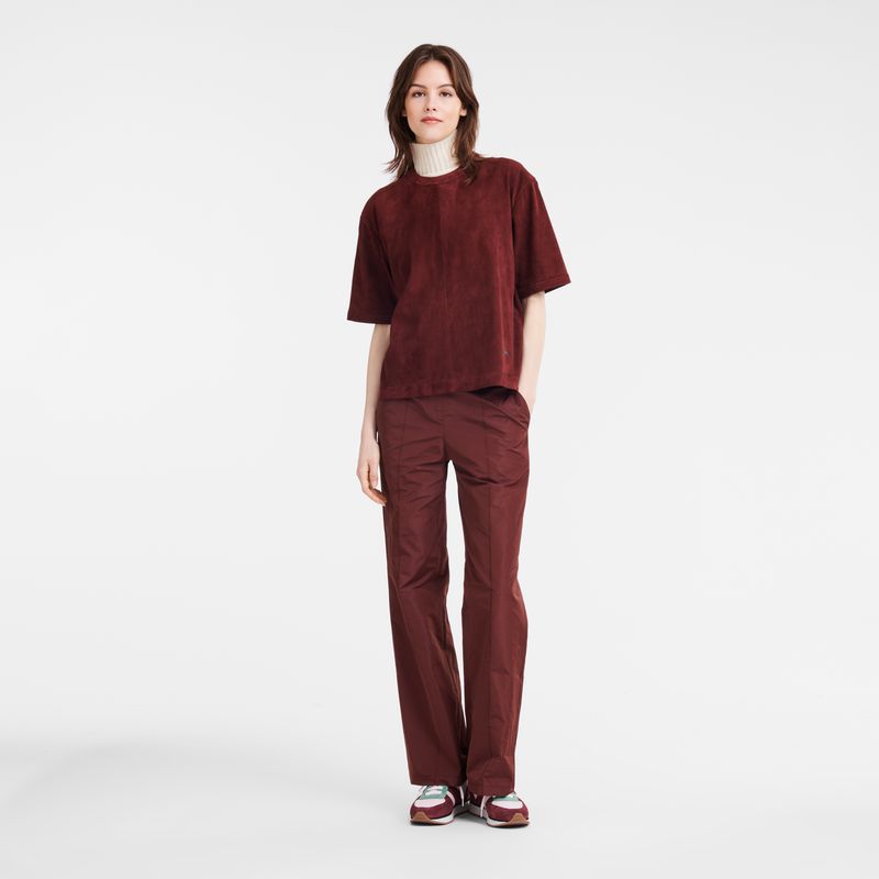 Burgundy Longchamp Short Leather Women Top | US-042QATPCX