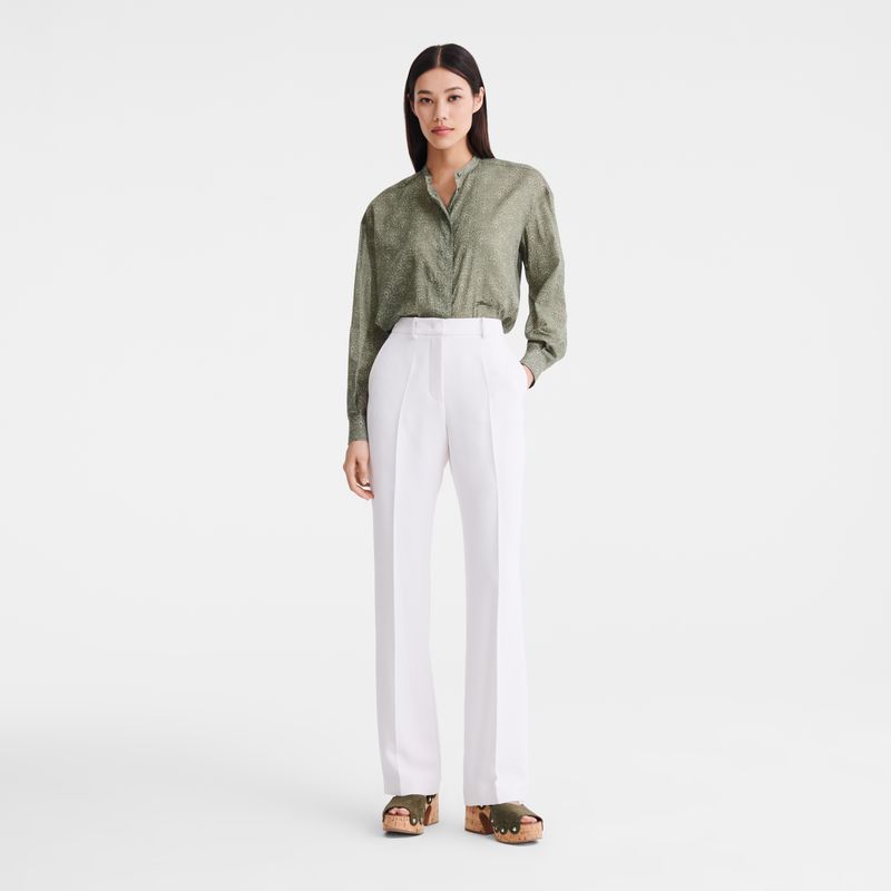 Cream Longchamp Crepe Women Pants | US-129LHOQSY