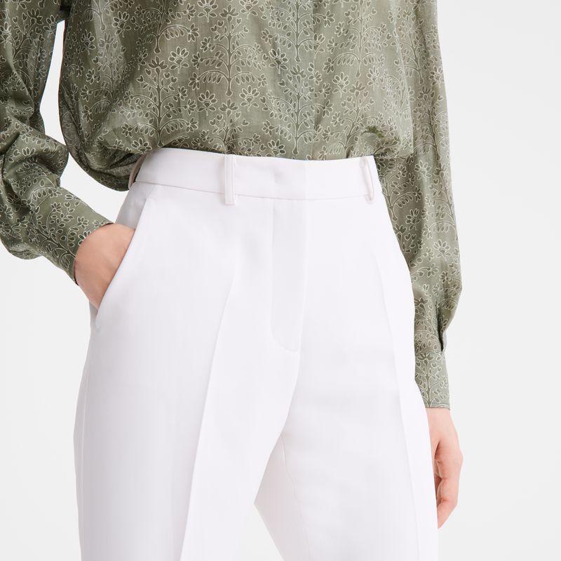 Cream Longchamp Crepe Women Pants | US-129LHOQSY