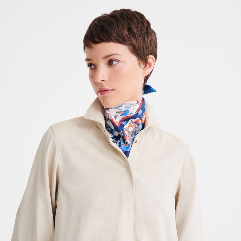 Cream Longchamp Equestrian Tower 50 Women Scarf | US-659JNOCMK