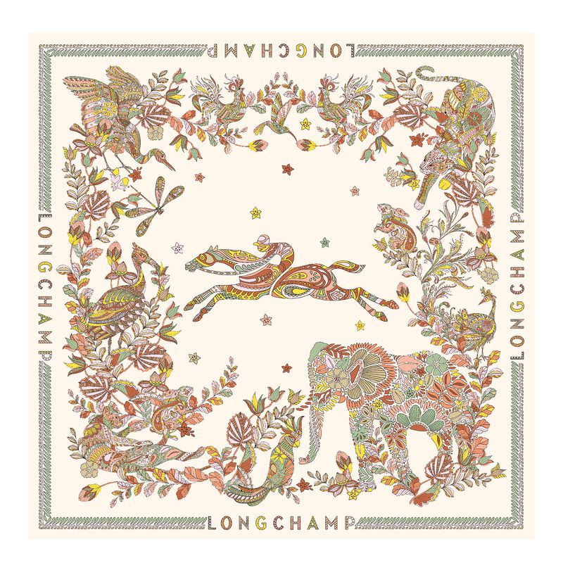 Cream Longchamp Forêt 90 Women Scarf | US-618ZFKMVB