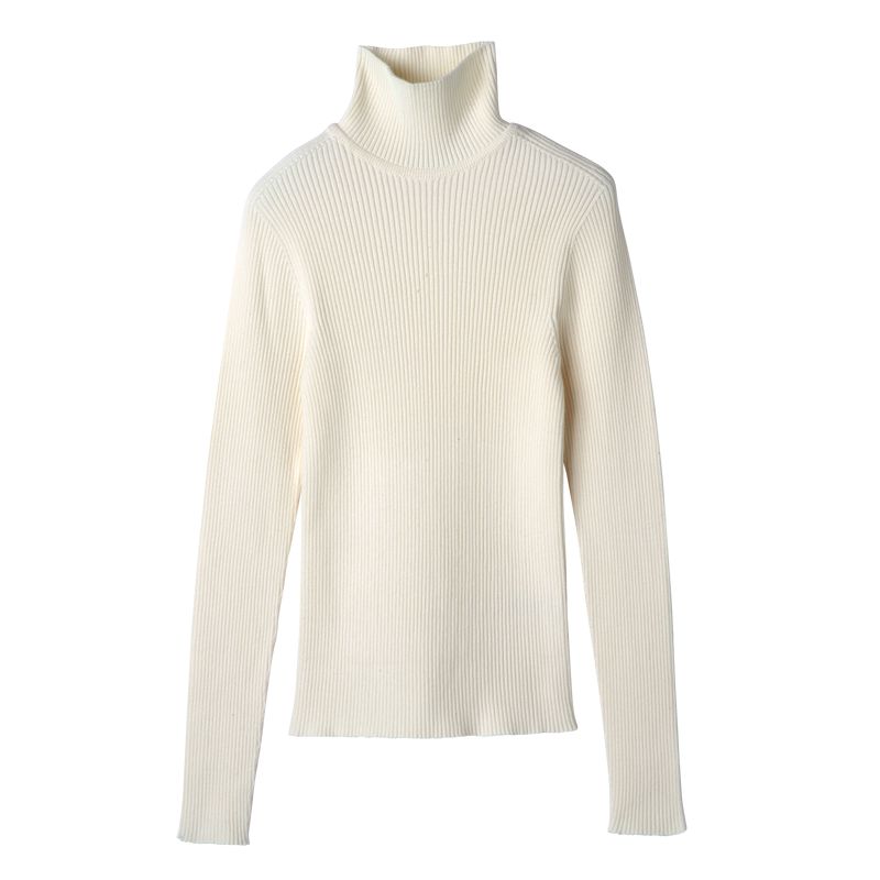 Cream Longchamp High Collar Fitted Women Jumper | US-046IZSKTL