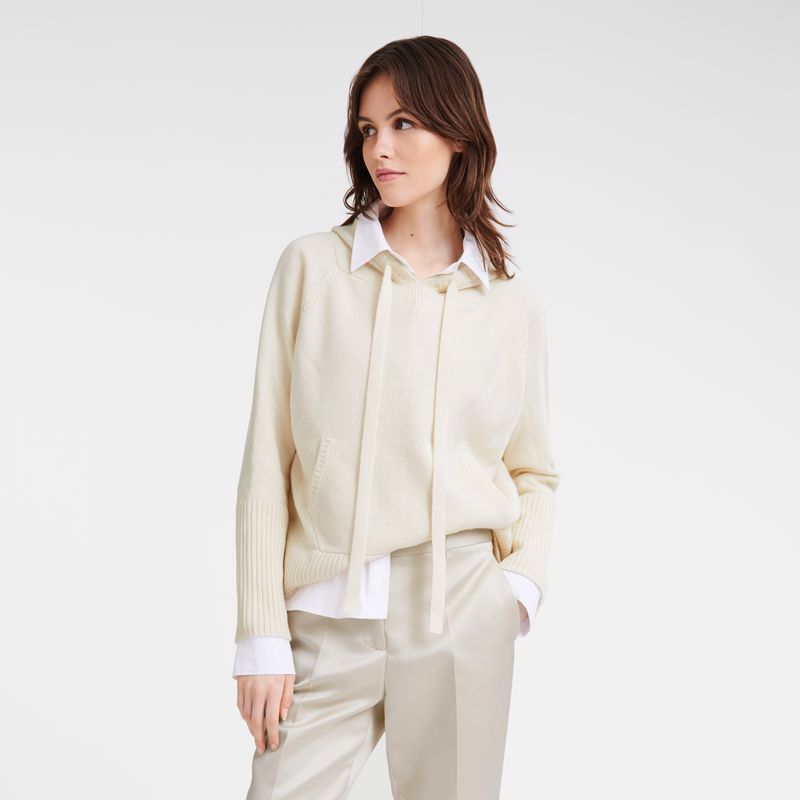 Cream Longchamp Hoodie Women Jumper | US-746GOEXSI