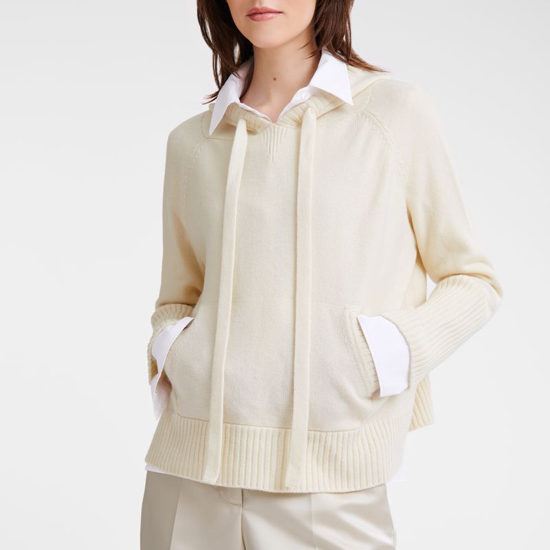 Cream Longchamp Hoodie Women Jumper | US-746GOEXSI