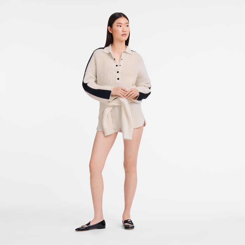 Cream Longchamp Polo Collar Women Jumper | US-243ANZHDL