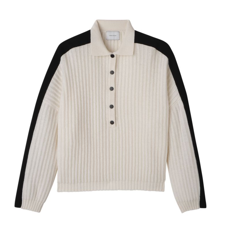 Cream Longchamp Polo Collar Women Jumper | US-243ANZHDL